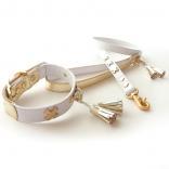 collar and leash tassels　gold x white