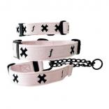 collar cotton collar leash set CROSS pale pink