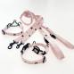 collar cotton collar leash set CROSS pale pink