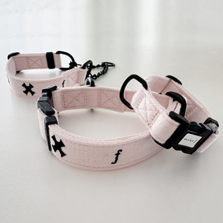 design f online shop / cotton collar leash set CROSSpalepink