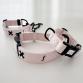 collar cotton collar leash set CROSS pale pink