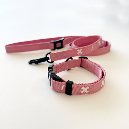 design f online shop / 完売 tape collar & leash set cross pink x white