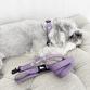 cotton collar leash set LILY plum x white